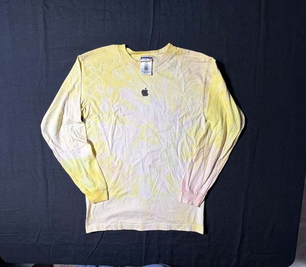 Apple Logo Long Sleeve Tie-Dye T-Shirt Union Made in USA Size M
